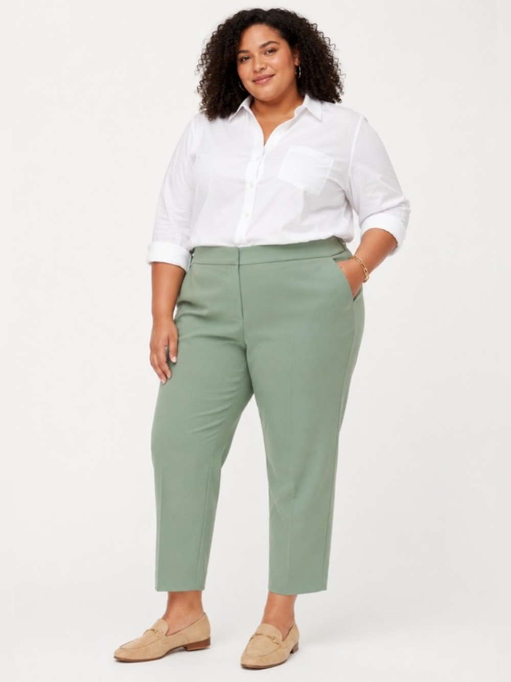 J Crew Factory Crepe Straight Leg Cropped Pant Topiary Green NWT 24 #2240